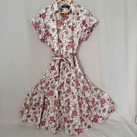 Ralph Lauren Dresses & Skirts - Lauren Ralph Lauren | Floral Shirt Dress | Cream Multi